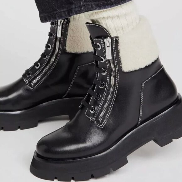 3.1 Phillip Lim Shoes - 3.1 Phillip Lim Kate shearling-trimmed ankle boots